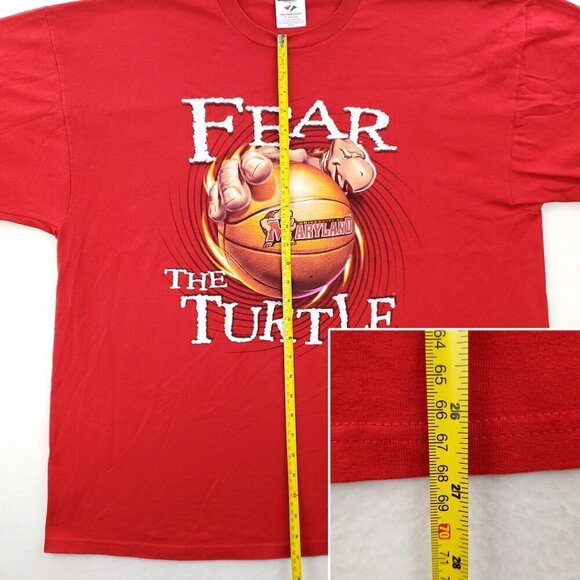 Maryland Terrapins Vintage T-Shirt Basketball Fear the Turtle Y2K 2002 2XL - Picture 8 of 11